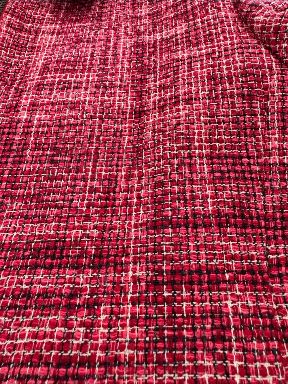 Austin Reed Petite 100% Silk Tweed Zip Jacket Red Pink Textured Blazer 10P